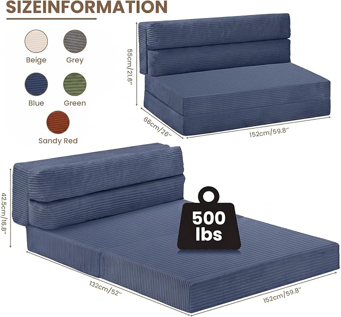 JUIKURY Folding Sofa Bed, Convertible Sleeper Chair - Image 2