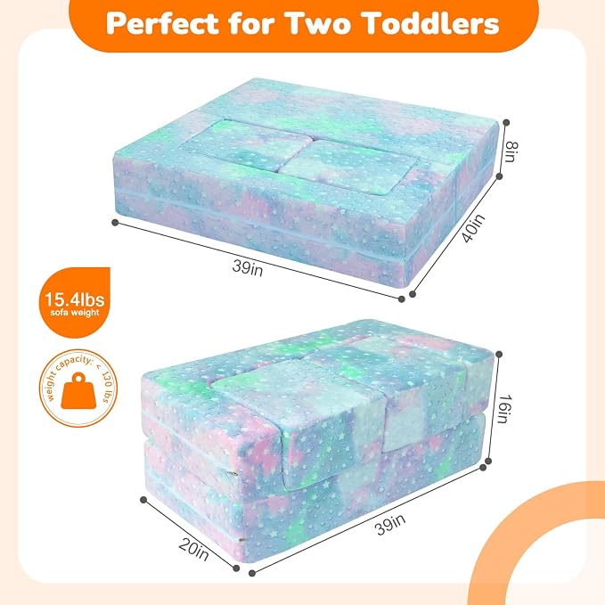 MeMoreCool Kids Sofa Couch, Glow in Dark Couch Sofa, Modular Convertible Kids - Image 3