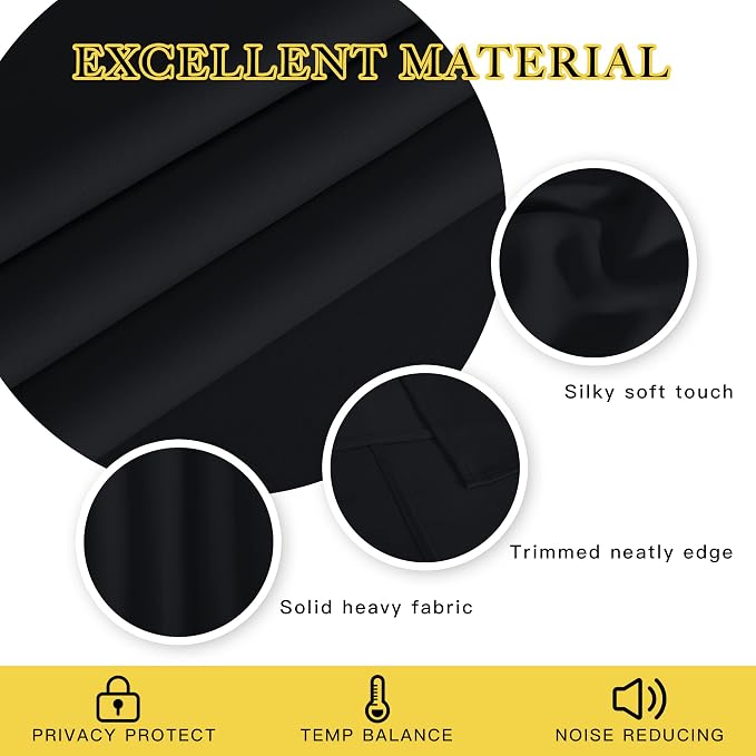 NICETOWN Black Blackout Curtain 90 inch Length - Image 4