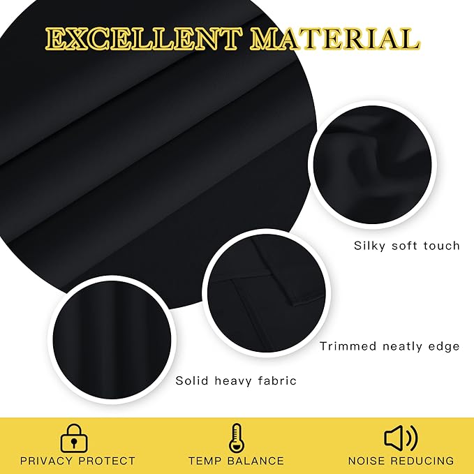 NICETOWN Black Blackout Curtain 108 inches Long - Image 4