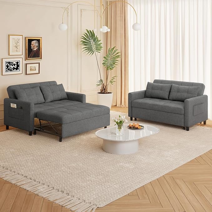 Gizoon 3-in-1 Convertible Loveseat Sleeper Couch Bed, 71.7" Extended Pull Out - Image 6