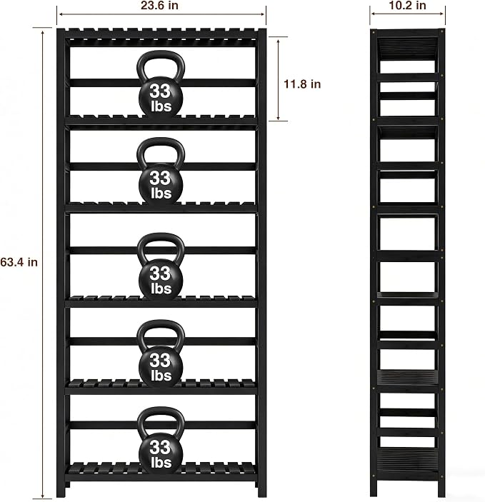 VASMIA 6-Tier Bamboo Shelf, Bamboo Storage Shelving Unit, Tall Bookcase - Image 3