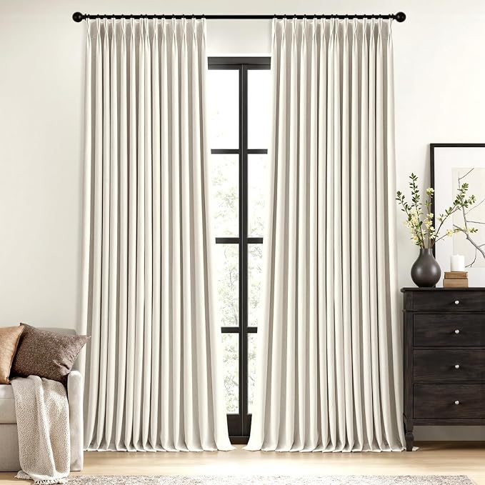 MIULEE Natural Pinch Pleated 100% Blackout Linen Curtains 40x84 Inches | Room by MIULEE