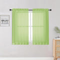 Lime Kitchen Sheer Curtains for Bedroom Living Room 45 Inch Length, Soft Solid by OWENIE