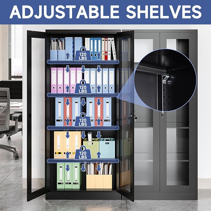 Display Cabinet with Glass Doors, Display Case Cabinet - Image 4