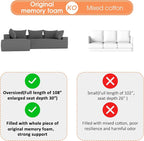 108"Modern Sectional Sofa, Modular Convertible L-Shape Sofas, Upholstered - Image 3
