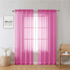 Hot Pink Sheer Curtains 72 Inches Long 2 Panels, Solid Voile Light Filtering by Lecloud