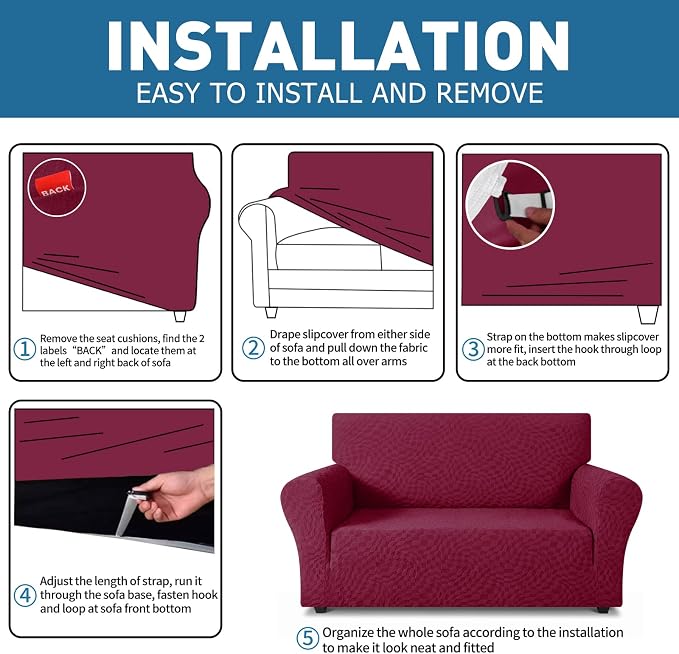 ZNSAYOTX 1 Piece Stretch Oversized Sofa Covers, New Plaid Couch Cover - Image 4
