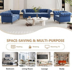 QHITTY 3 Piece Living Room Couch Set, Sectional Chesterfield Sofa Chair - Image 6