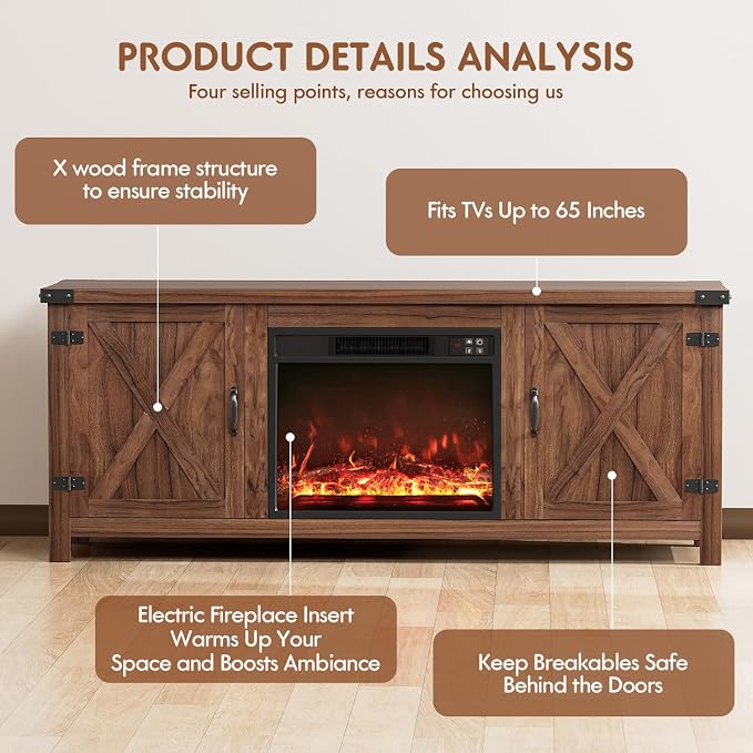 YESHOMY Fireplace TV Stand - Image 5