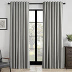 Topfinel Grey Linen Blackout Curtains 90 Inches Long by Topfinel
