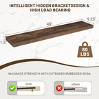 Acovy 48 Inch Floating Shelves, Wooden Shelves - Image 3