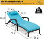 HOMREST Outside Chaise Lounge Chairs Set of 2, Adjustable 5 Position Outdoor PE - Image 2