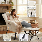 Lazy Chair with Ottoman, Large Accent Chair with Ottoman and a Throw Pillow - Image 3