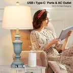 Cinkeda 25.6" Blue Table Lamps Set of 2 - Image 5