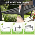 Garden Bench, Outdoor Benches, Iron Steel Frame Patio Bench - Image 6