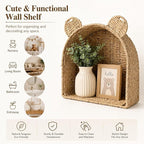 Arched Bear Nursery Wall Shelf, Handwoven Wicker Nursery Shelf - Image 2