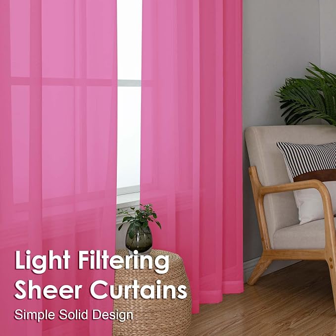 Sheer Curtains 63 inch Length 2 Panels Set - Image 6