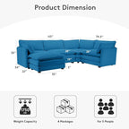 ROWHY 113'' Modular Sectional Cloud Couch, 5 Seater Corner Sofa Big Comfy - Image 2