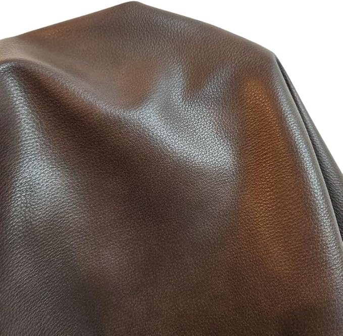 NAT Leathers | Cacao Brown Pebblegrain Soft Faux Vegan Leather PU | 4 Yards Cut - Image 9