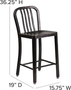 Flash Furniture Gael Commercial Grade 2 Pack 24" High Black-Antique Gold Metal - Image 3