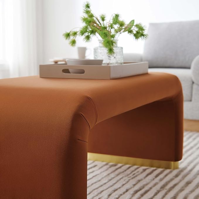 Modway EEI-6735-BRA-RUS Koda Performance Velvet Waterfall Ottoman, Brass Rust - Image 2