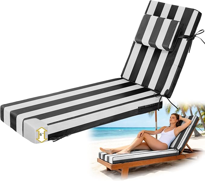 Chaise Lounge Cushions Outdoor 80x26x6 Inch, Fade Resistant 6'' Thicken Outdoor by Vulacko