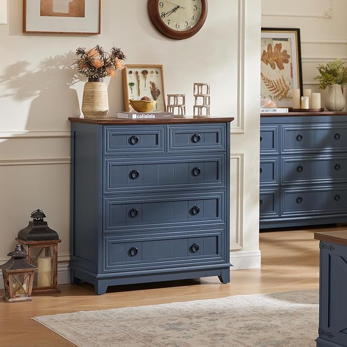 Joaxswe Farmhouse 5 Drawer Dresser - Image 10