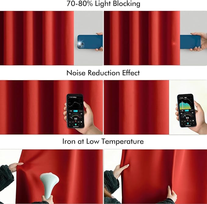 MIULEE Christmas Red Back Tab Blackout Curtains 52x84 Inch Length 2 Panels | - Image 5