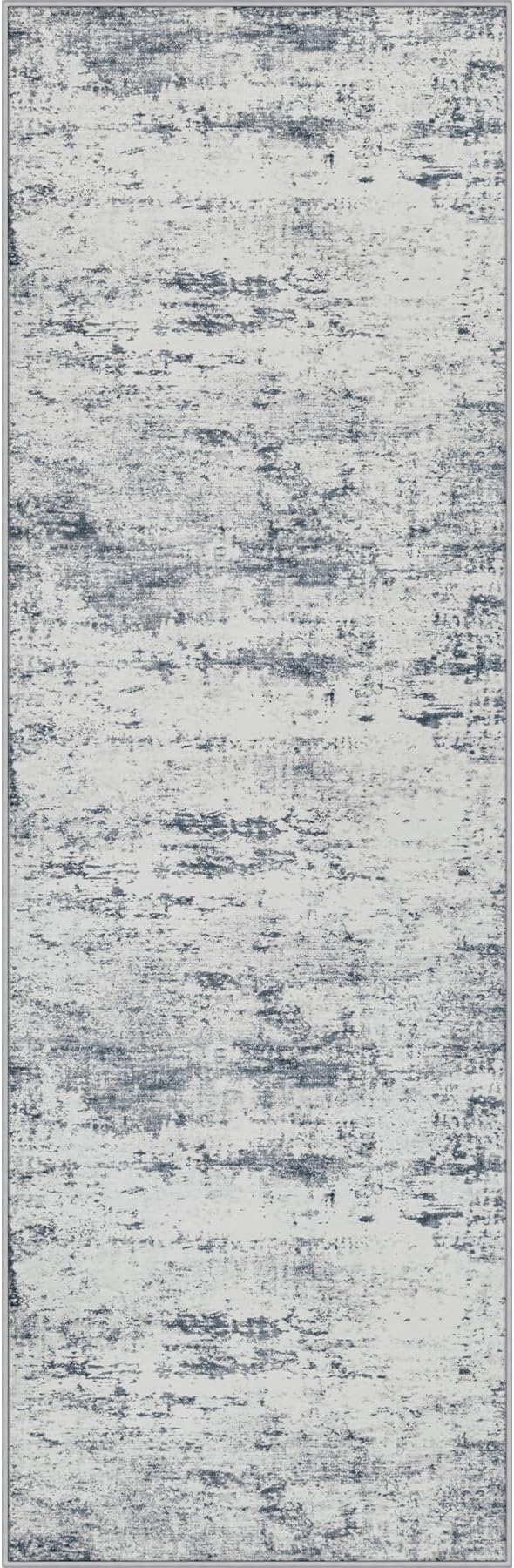 2.6x14 Washable Runner Rug:Modern Abstract Soft Carpet Blue Grey | by FXRHLP