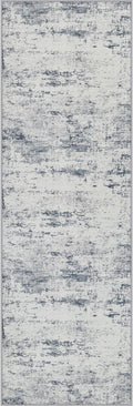 2x6 Washable Runner Rug：Modern Abstract Soft Carpet Blue Grey | by FXRHLP