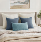 MIULEE Smoke Blue Chenille Couch Lumbar Throw Pillow Covers, 12x20 | Set of 2 - Image 4