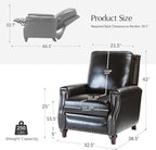 HULALA HOME Genuine Leather Manual Recliner Chairs Set of 2 - Image 2