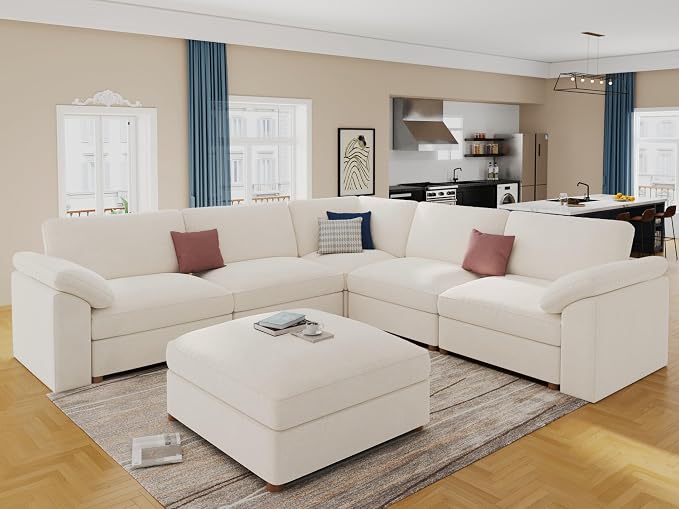 EASE MOOSE Sectional Modular Sofa, Luxury FSC Certified Chenille Comfty Deep - Image 4