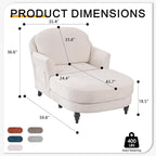 Chaise Lounge Chair Indoor, 59.8" Oversized Couch Reading Chairs，Chenille - Image 2