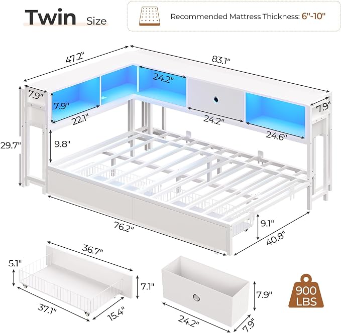 Hasuit Corner Twin Bed Frame - Image 2