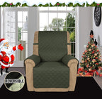 Easy-Going Reversible Couch Cover, Recliner 19 in, Army Green/Beige | Machine - Image 2