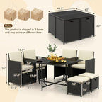 Tangkula 9 Pieces Outdoor Dining Furniture Set, Space-Saving Wicker Rattan - Image 7