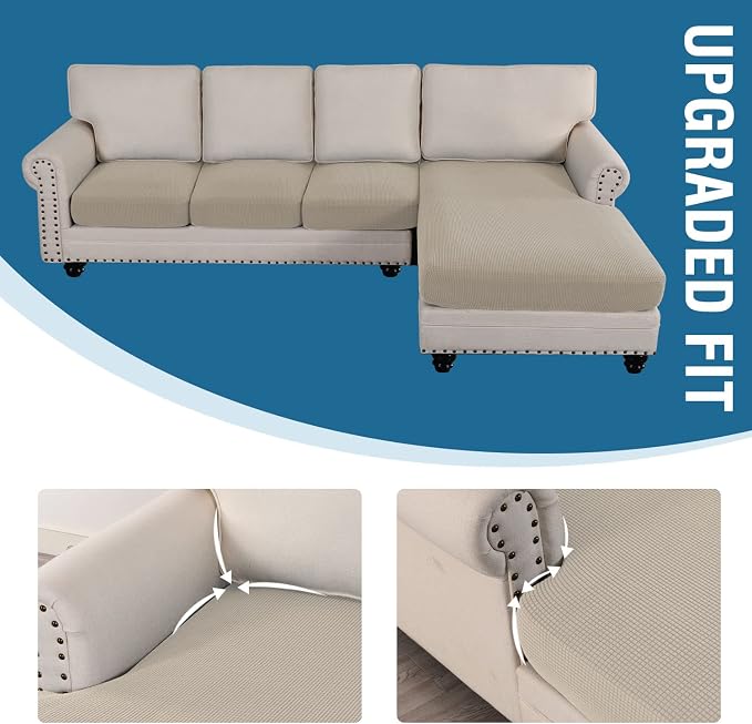 H.VERSAILTEX Sectional Couch Covers 4 Pieces Sofa Seat Cushion Covers L Shape - Image 7