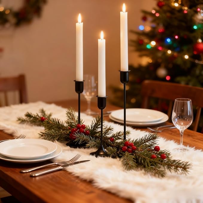 Black Tall Candle Candlestick Holder, Centerpiece Dining Table Wedding Festive - Image 2