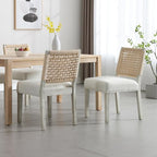 LZAREAL Farmhouse Dining Chairs Set of 6 Linen Fabric Upholstered Accent Side - Image 4