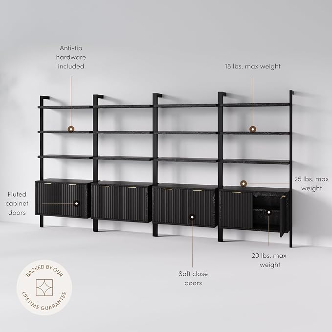 Nathan James Jasper 3-Shelf Solid Wood Boho Bookshelf, Wall Mounted Bookshelf - Image 4