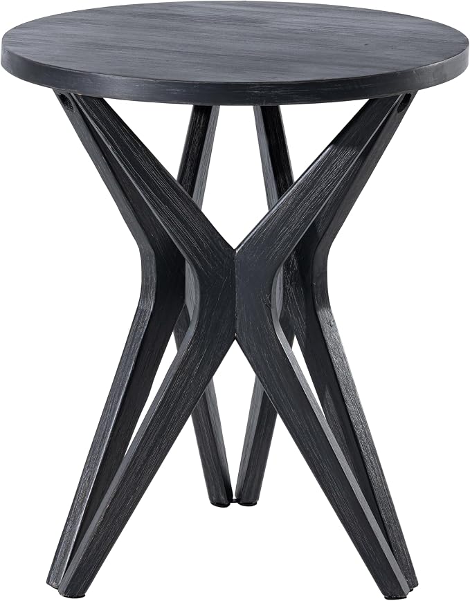 Pedestal Farmhouse End Table, Distressed Top - Image 7