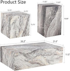 Coffee Table Set for 3, Living Room Table Set, Faux Marble Coffee Table and - Image 2