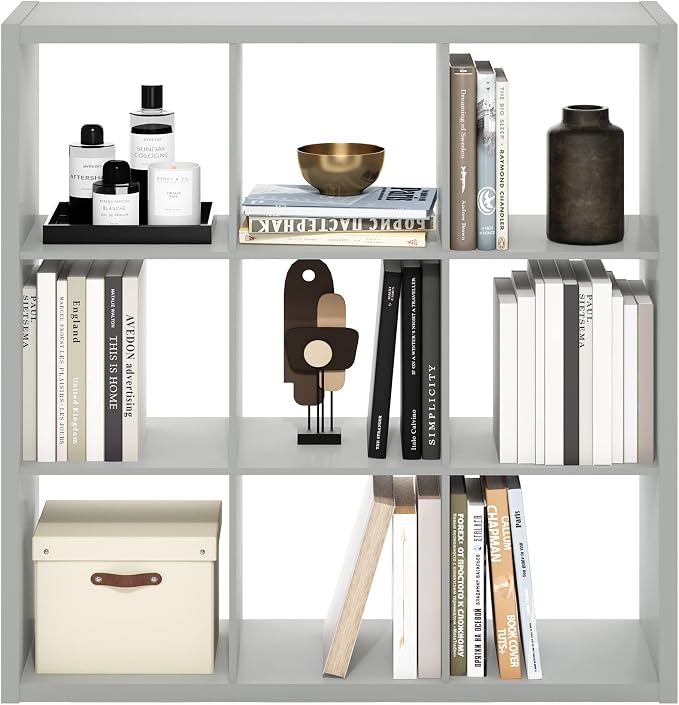 Furinno Cubicle Open Back Decorative Cube Storage Organizer, Light Grey - Image 9