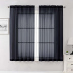 Black Sheer Curtains 63 Inch Length 2 Panels, Voile Light Filtering Living Room by Lecloud