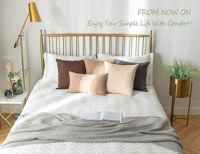 Stellhome Linen Throw Pillow Covers Square Solid Farmhouse Burlap Cushion Covers - Image 5
