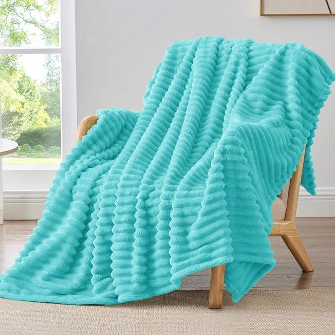 BEDELITE Striped Fleece Throw Blanket, Soft Cozy, Lightweight Warm, by BEDELITE
