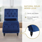 Chaise Lounge Indoor, Velvet Upholstered Lounge Chair Button-Tufted Armless - Image 5