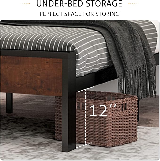 SHA CERLIN 14 Inch Full Size Metal Platform Bed Frame - Image 4